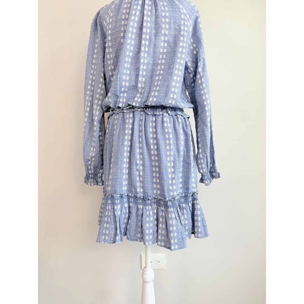 Veronica Beard Espie Smocked Mini Dress Medium Cotton Boho Prairie Cottagecore - Picture 8 of 10